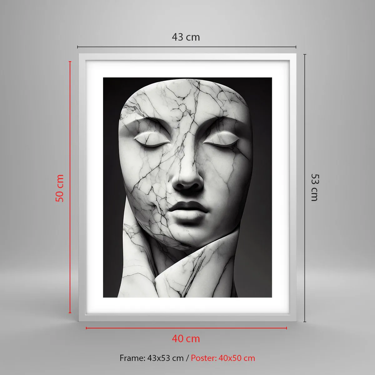 Affisch i vit ram - Marmorformer - 40x50 cm