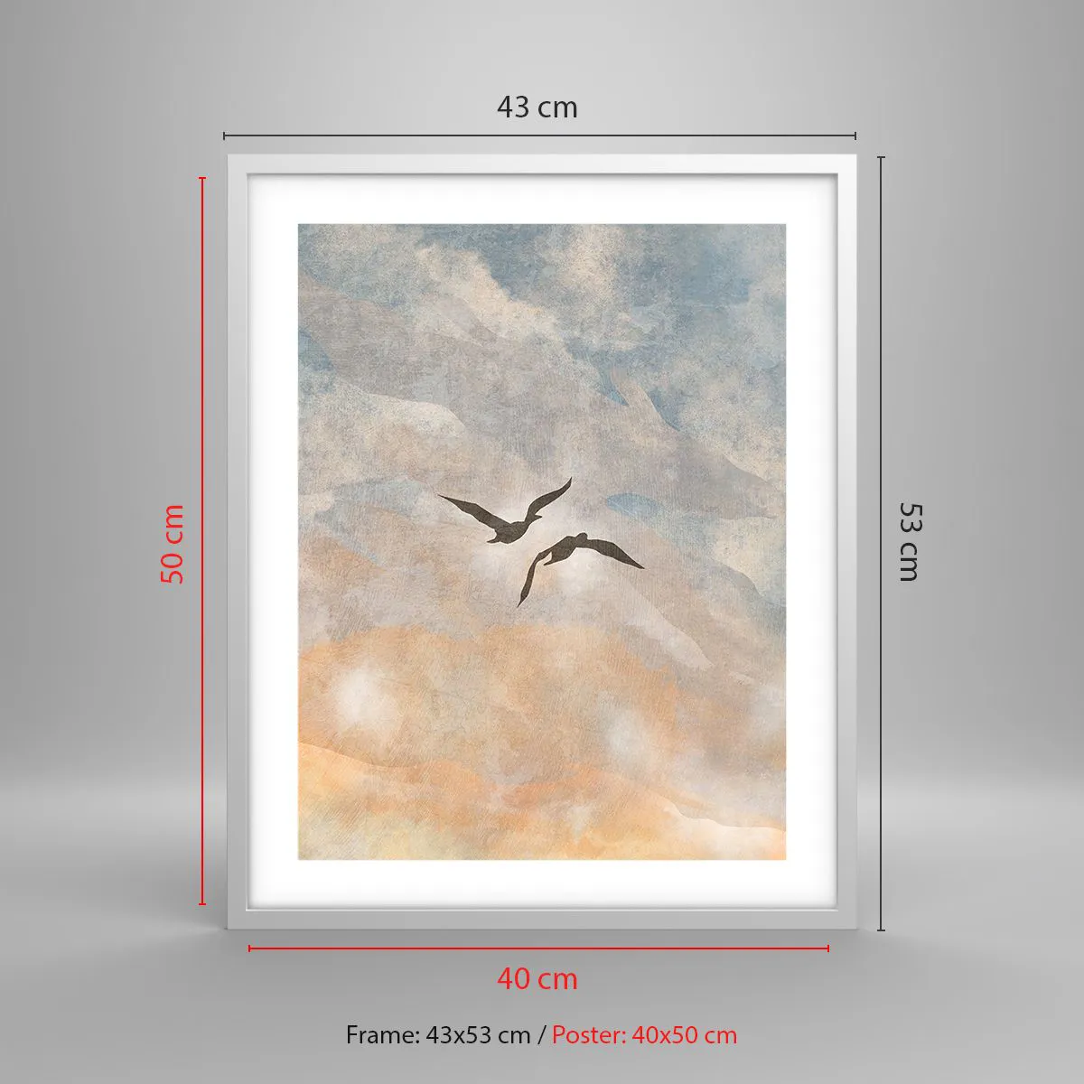 Affiche dans un cadre blanc - Poster - Danse du ciel - 40x50 cm