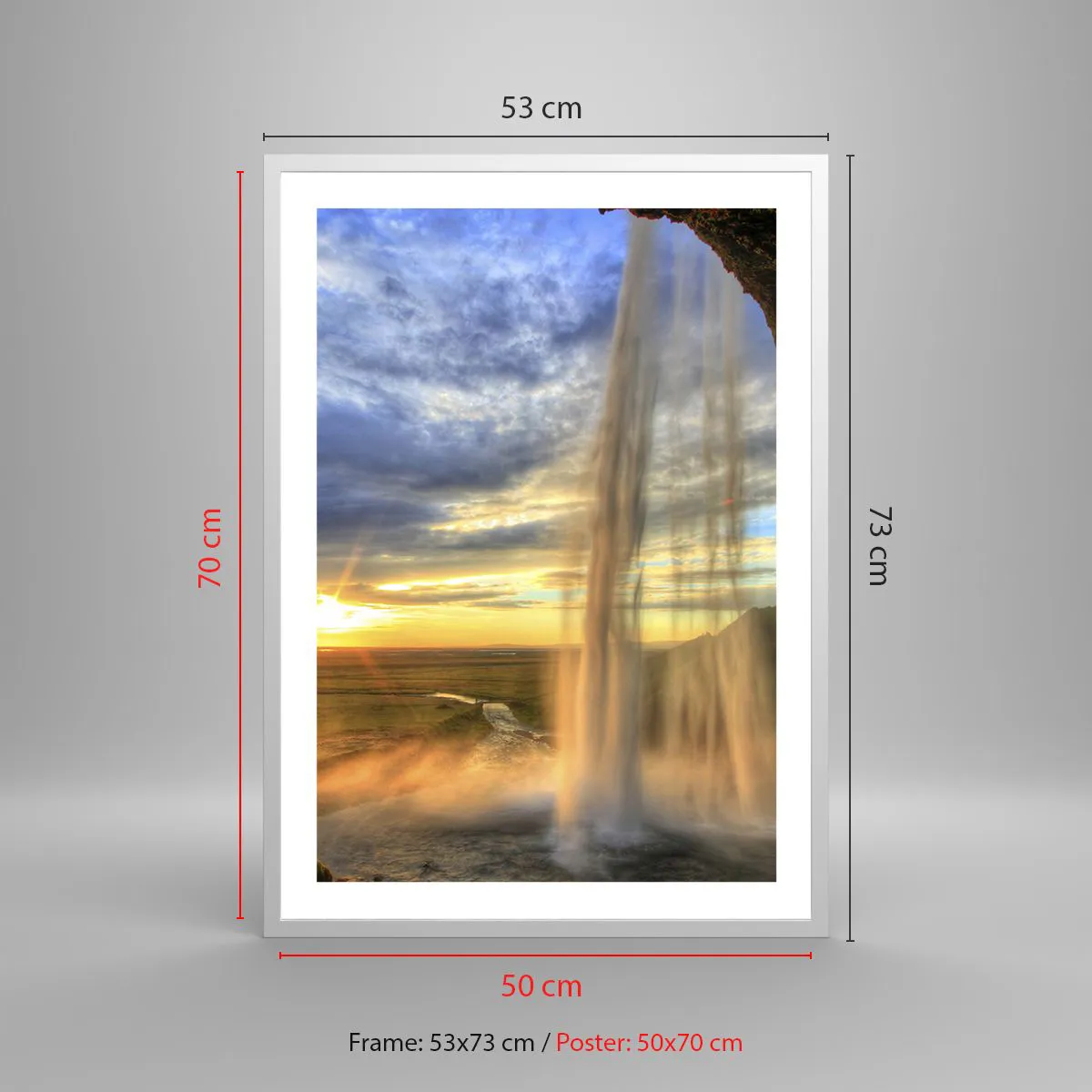 Poster in een witte lijst - De wereld achter een sluier van druppels - 50x70 cm