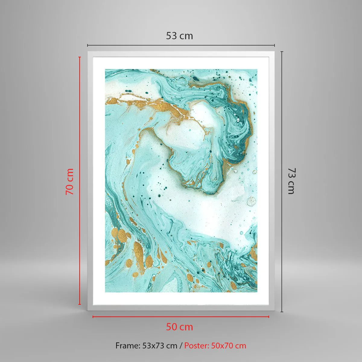 Plagát v bielom ráme - Pod veľkou vlnou z epochy Edo - 50x70 cm