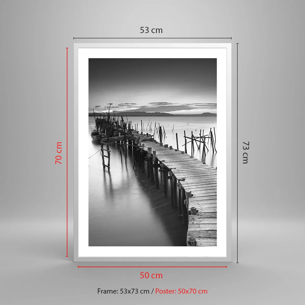 Plakat w białej ramie - Spokój zapomnianego brzegu - 50x70 cm