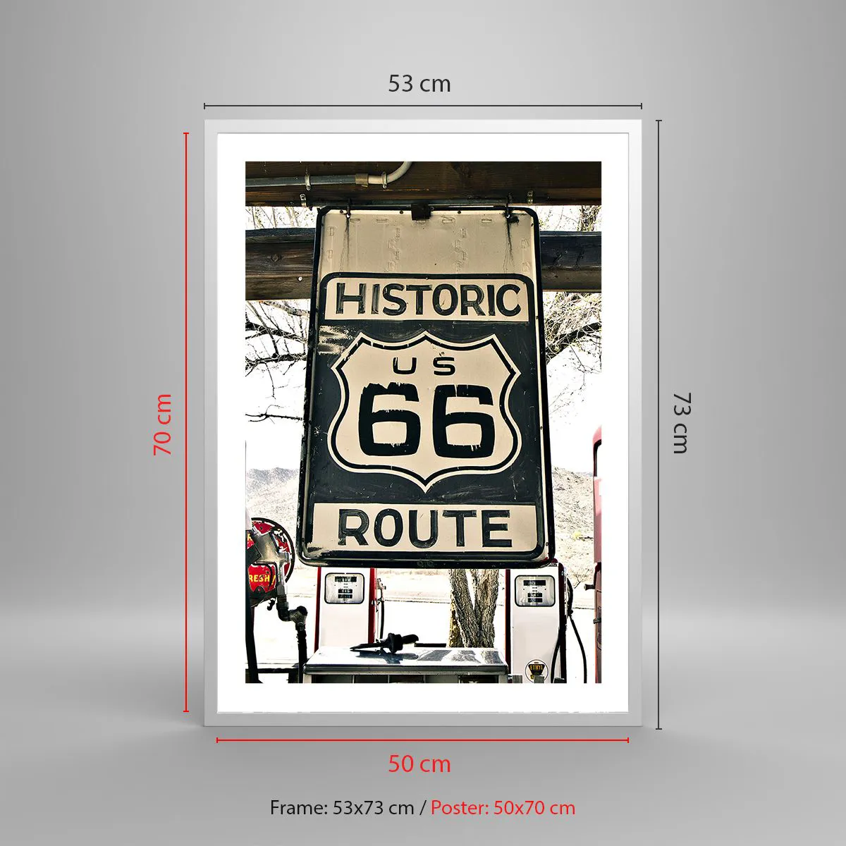 Plakat w białej ramie - Amerykańska retro podróż - 50x70 cm