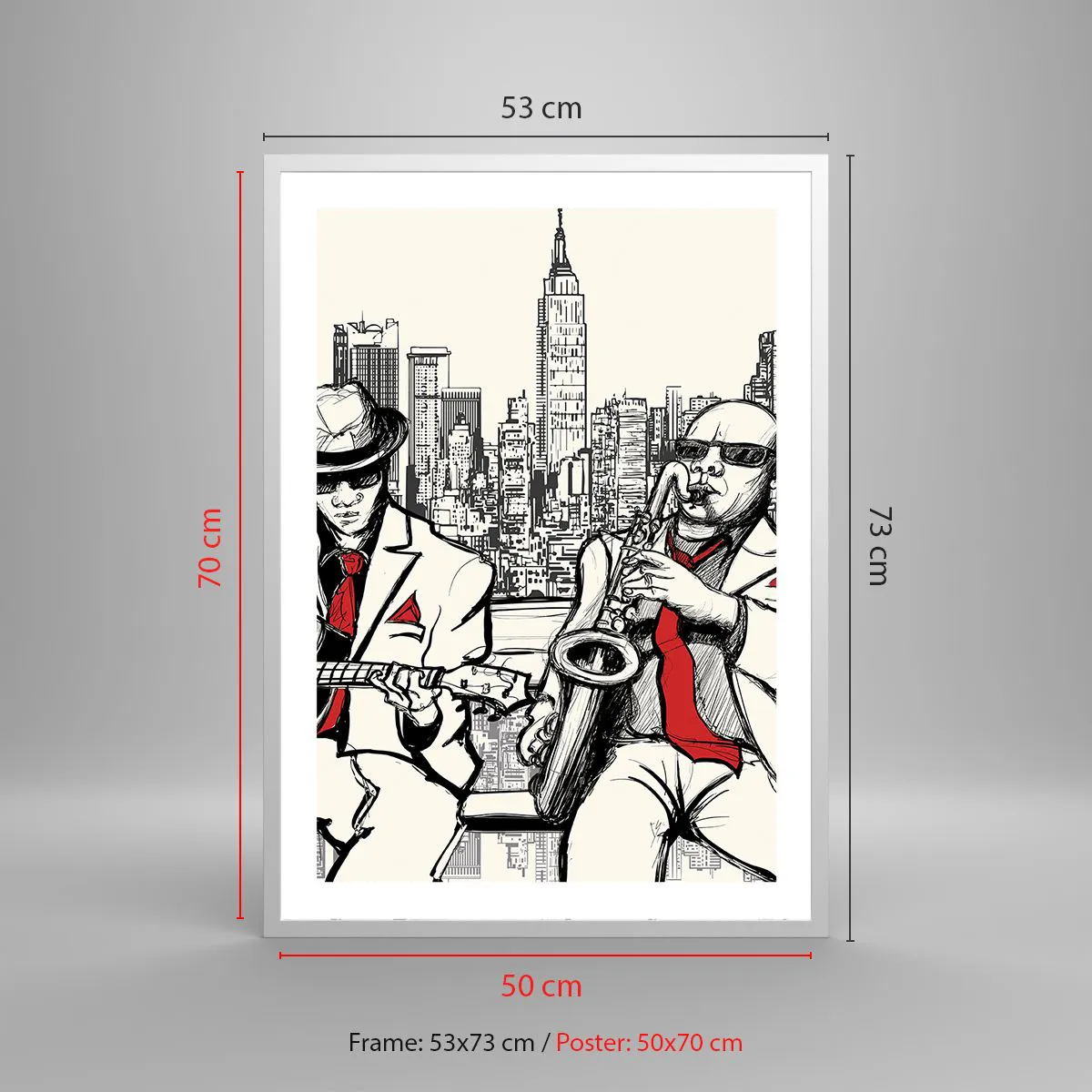 Affiche dans un cadre blanc - Poster - improvisation new-yorkaise - 50x70 cm