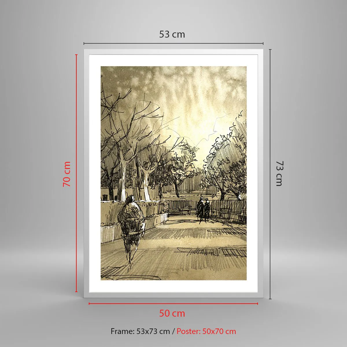 Affiche dans un cadre blanc - Poster - Un moment arrêté avec une plume - 50x70 cm