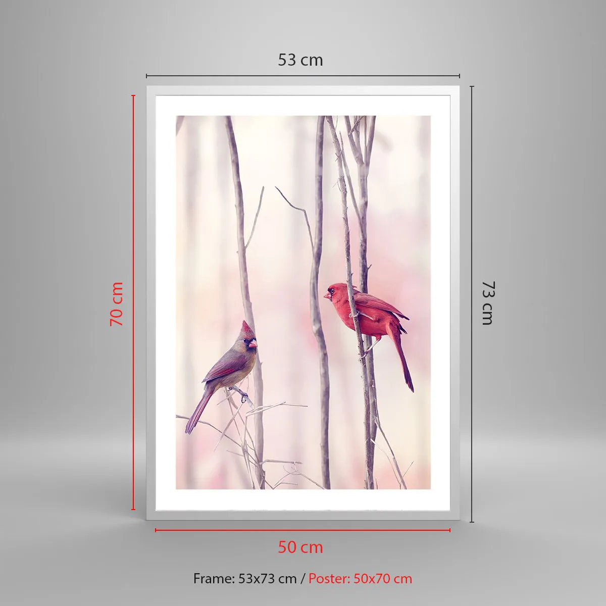 Affiche dans un cadre blanc - Poster - Conte de la forêt rose - 50x70 cm