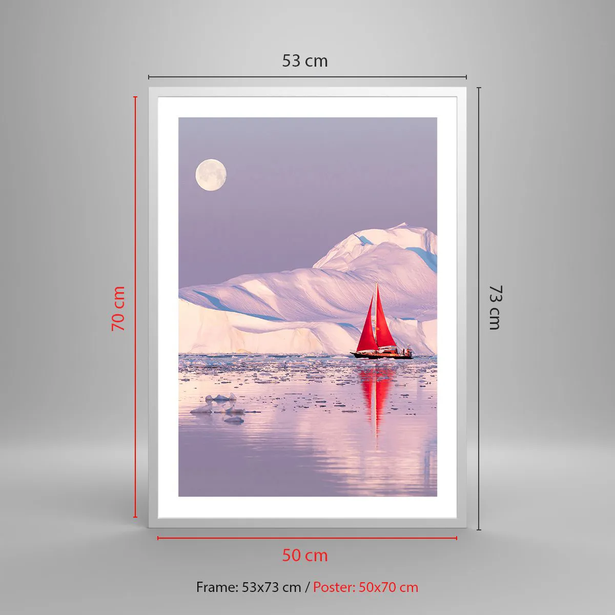 Affiche dans un cadre blanc - Poster - La chaleur de la voile, le froid de la glace - 50x70 cm