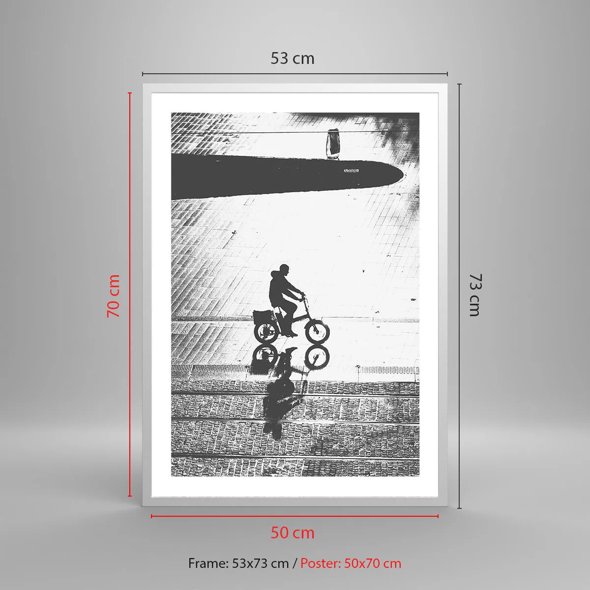 Affisch i vit ram - Rakt fram genom staden - 50x70 cm