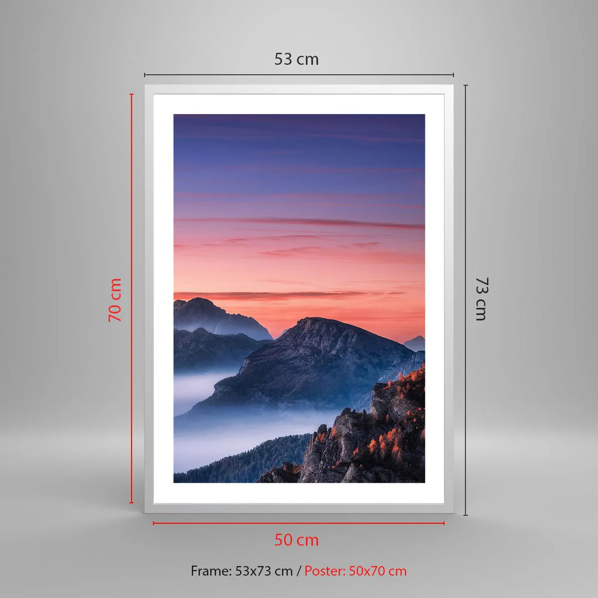 Affisch i vit ram - Över dalarna - 50x70 cm