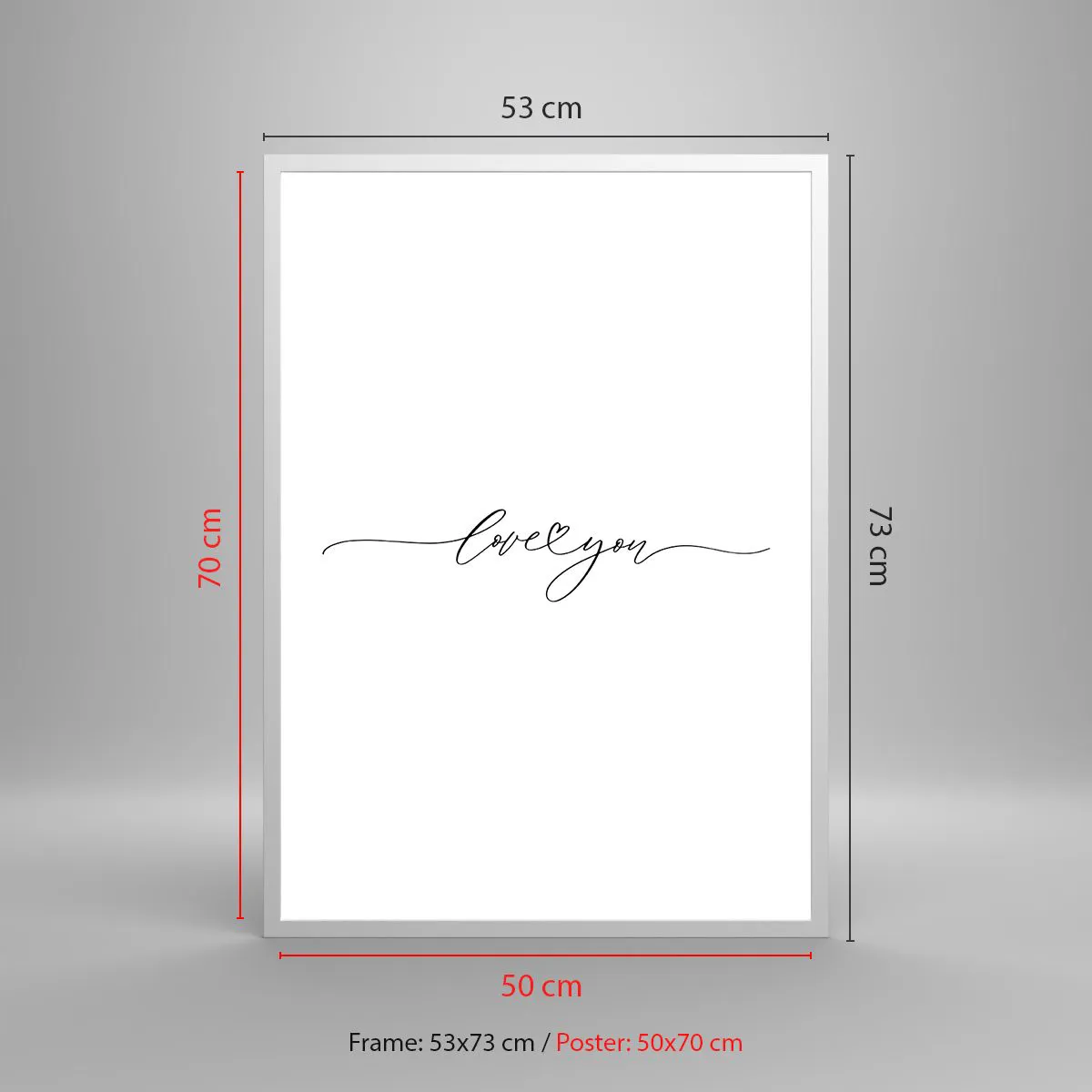 Poster în ramă albă - Negru pe alb - 50x70 cm