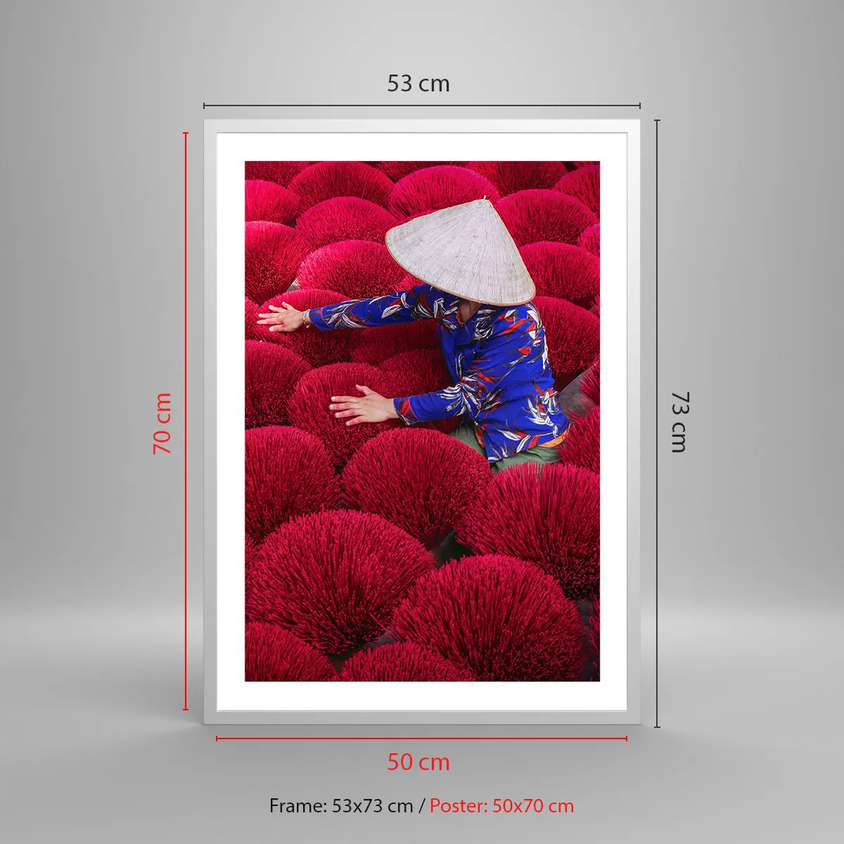 Plakat w białej ramie - Na ryżowym polu - 50x70 cm