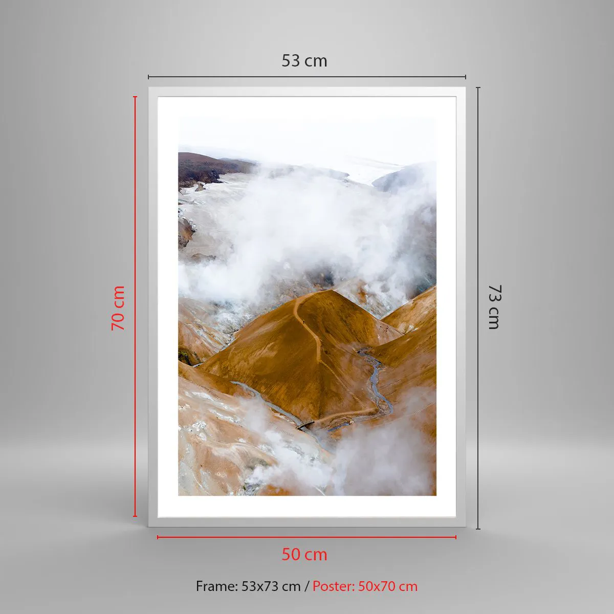 Pôster em moldura branca - A beleza crua da Islândia - 50x70 cm