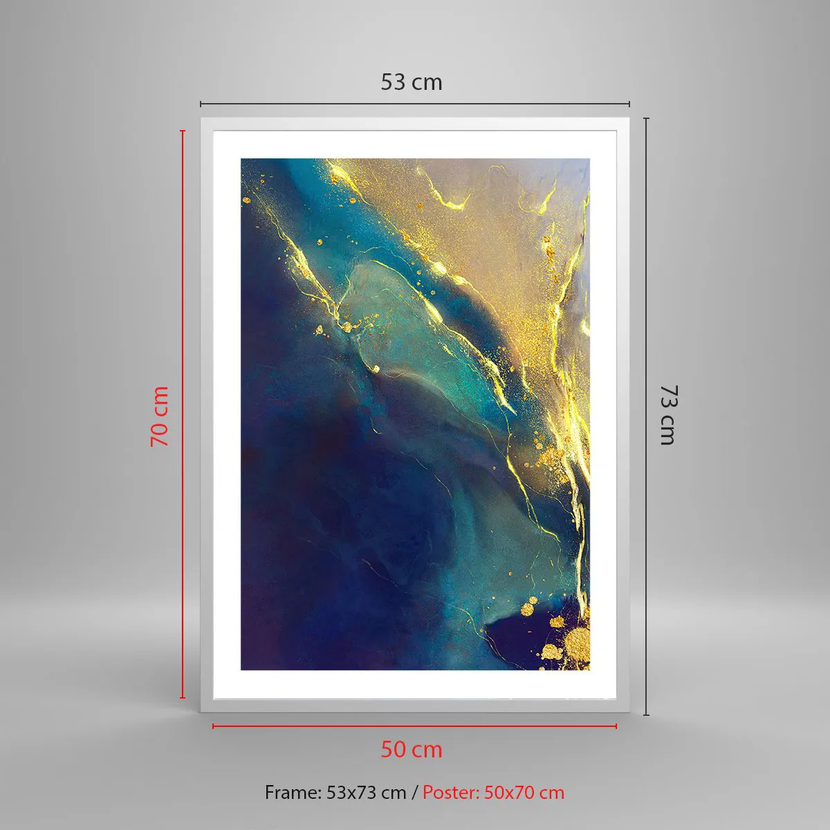 Poster in einem weißen Rahmen - Der goldene Teich - 50x70 cm