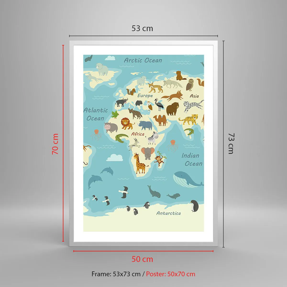 Plakat i hvid ramme - Gode naboer - 50x70 cm