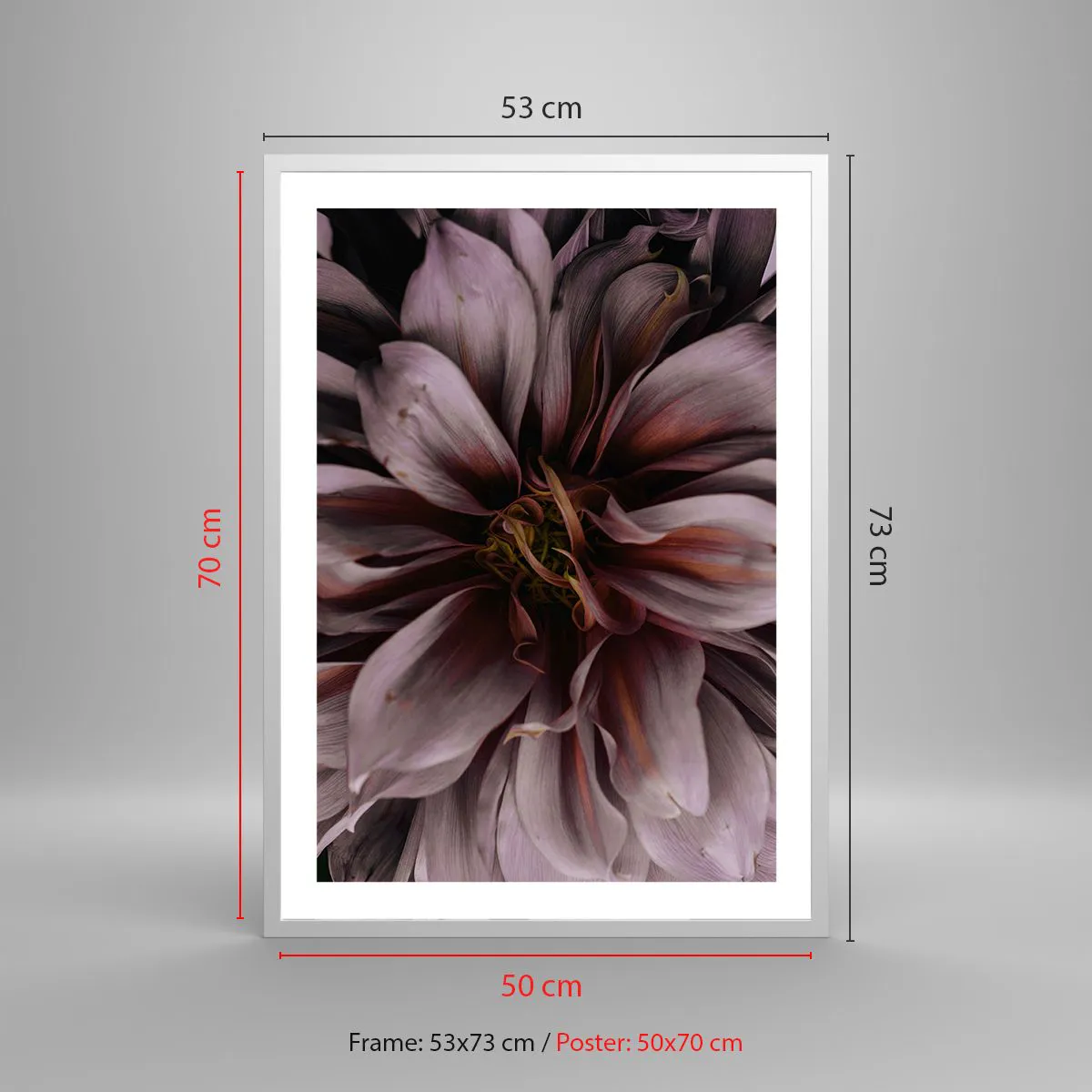 Affiche dans un cadre blanc - Poster - Un coeur fleuri - 50x70 cm