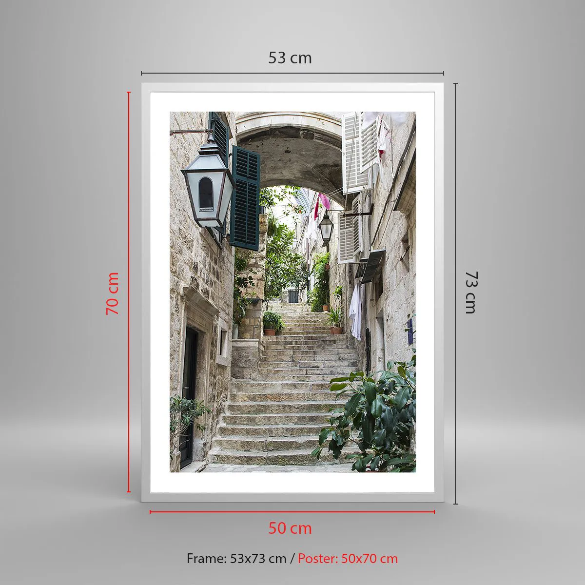 Pôster em moldura branca - Beco encantador - 50x70 cm