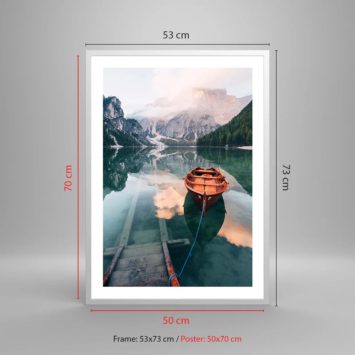 Poster in cornice bianca - Il sogno tranquillo dei monti - 50x70 cm