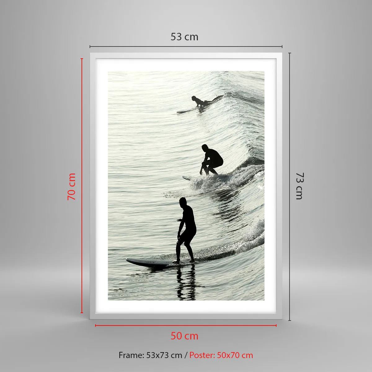 Poster in einem weißen Rahmen - Gegen die Welle - 50x70 cm