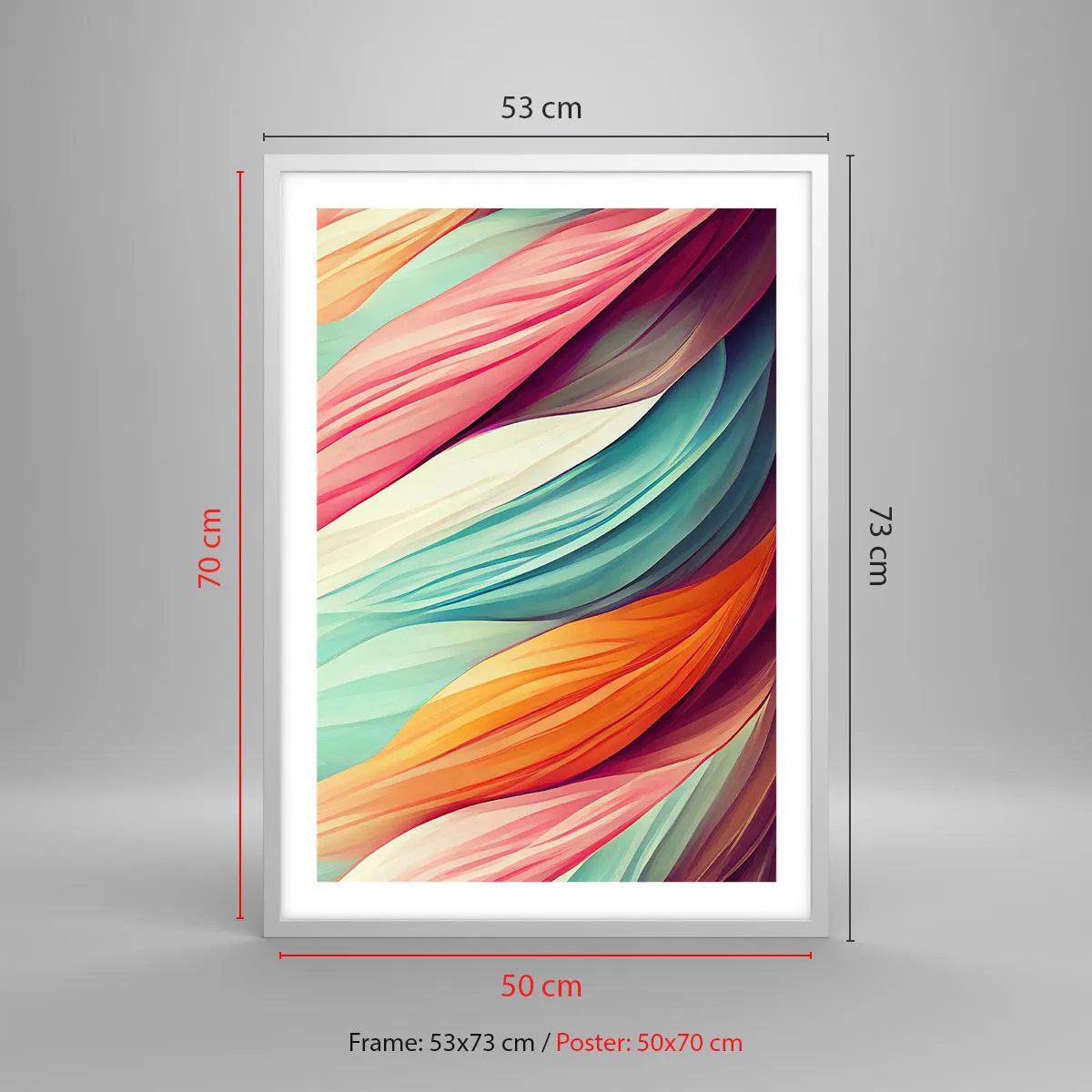 Poster in cornice bianca - Intreccio arcobaleno - 50x70 cm