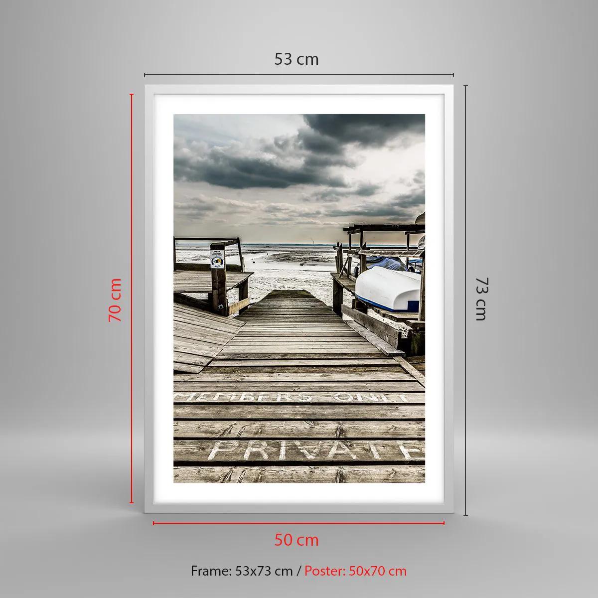 Affisch i vit ram - Stranden i norr - 50x70 cm