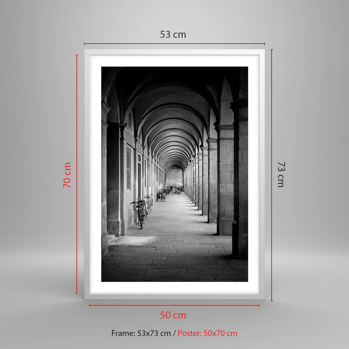 Affiche dans un cadre blanc - Poster - Sous les arcades - 50x70 cm