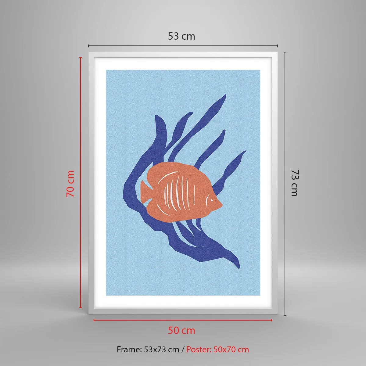 Poster in einem weißen Rahmen - Bewohnerin von Korallengewässern - 50x70 cm