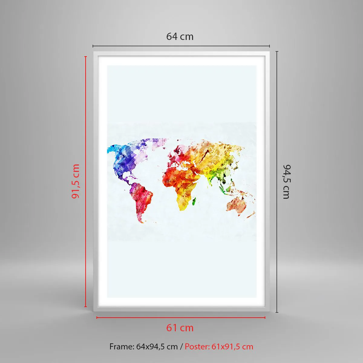 Affiche dans un cadre blanc - Poster - Toutes les couleurs du monde - 61x91 cm