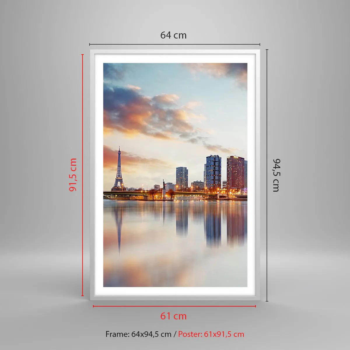 Póster en marco blanco - La calma monumental de París - 61x91 cm