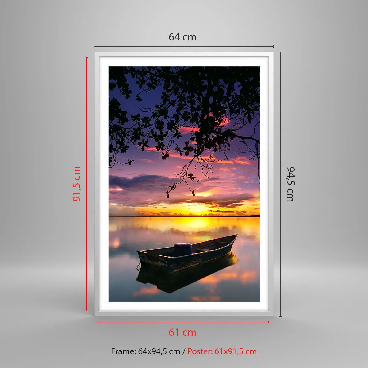 Poster in een witte lijst - "Je lijkt midden in de lucht te hangen..." - 61x91 cm