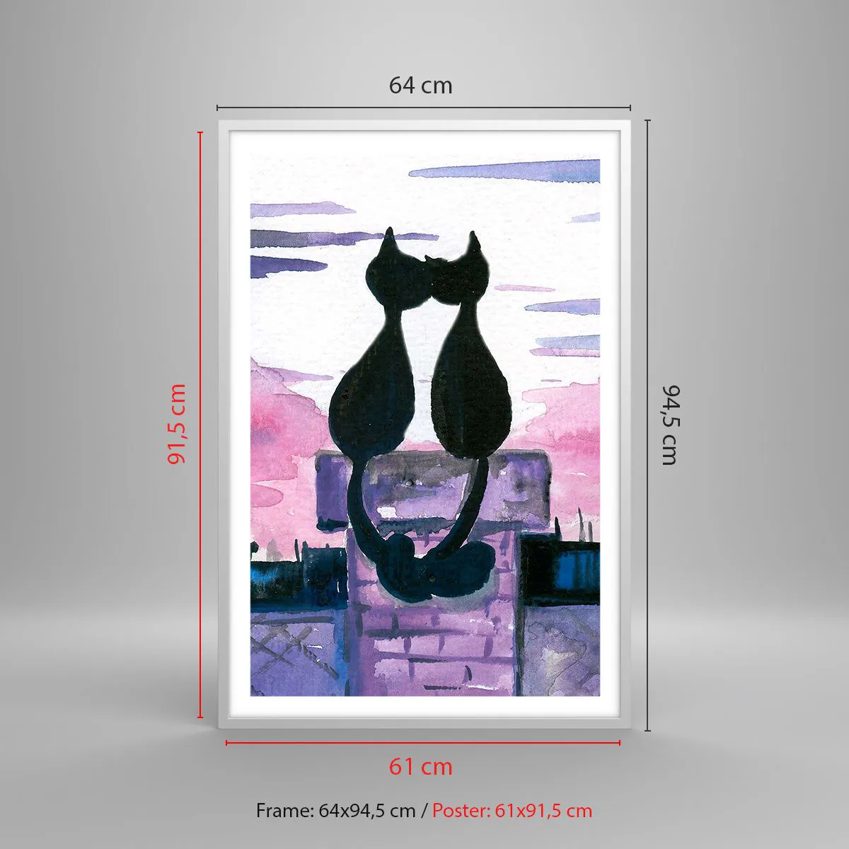 Affiche dans un cadre blanc - Poster - Rendez-vous sous la lune - 61x91 cm