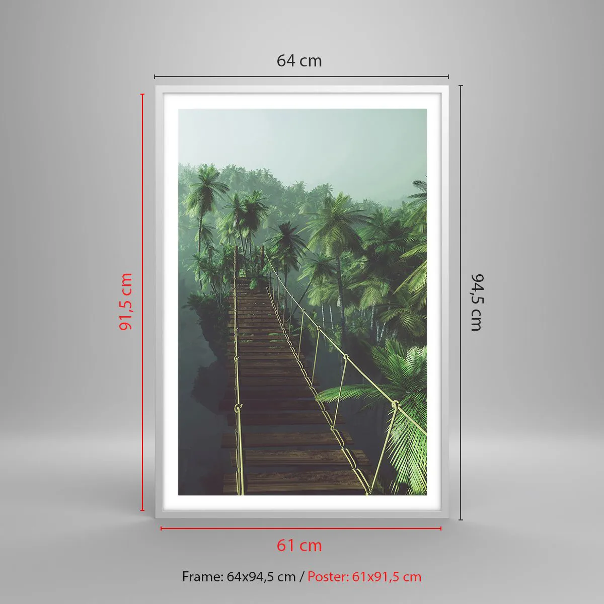 Plakát v bílém rámu - U vodopádu zeleně - 61x91 cm