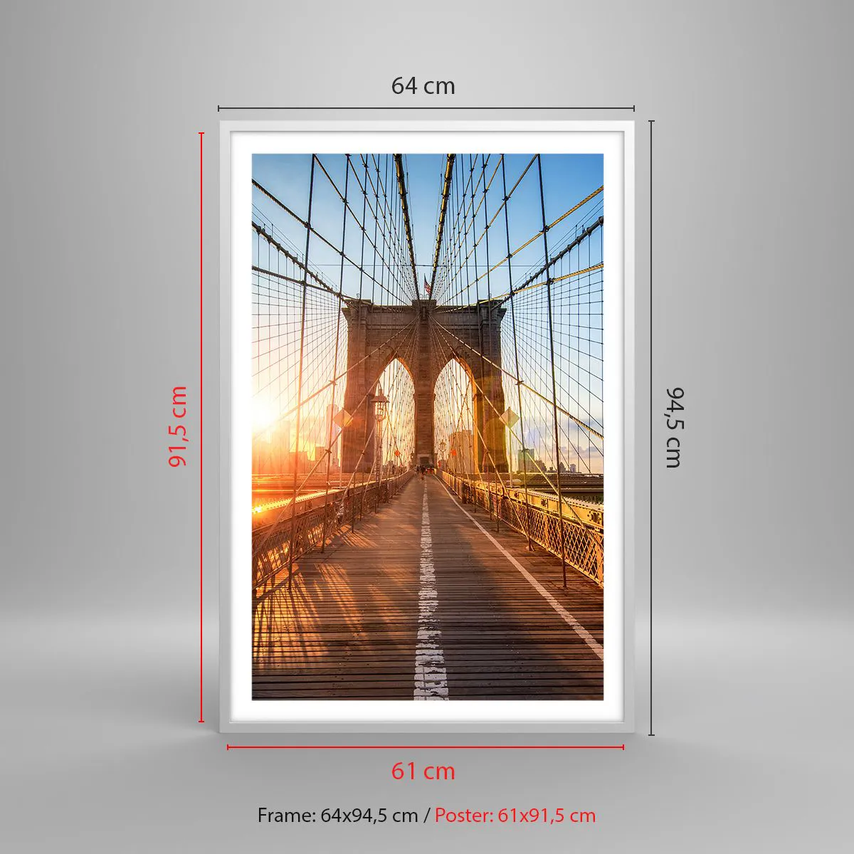 Poster in einem weißen Rahmen - Auf der goldenen Brücke - 61x91 cm