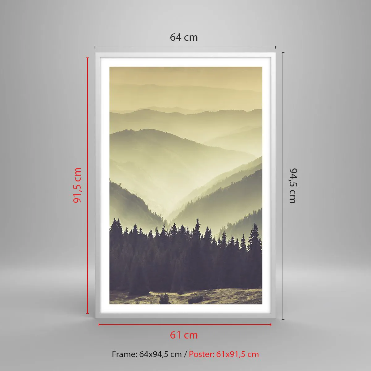 Poszter fekete keretben - Hegyeken túl… - 61x91 cm