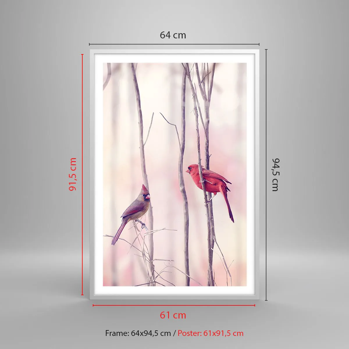 Affiche dans un cadre blanc - Poster - Conte de la forêt rose - 61x91 cm