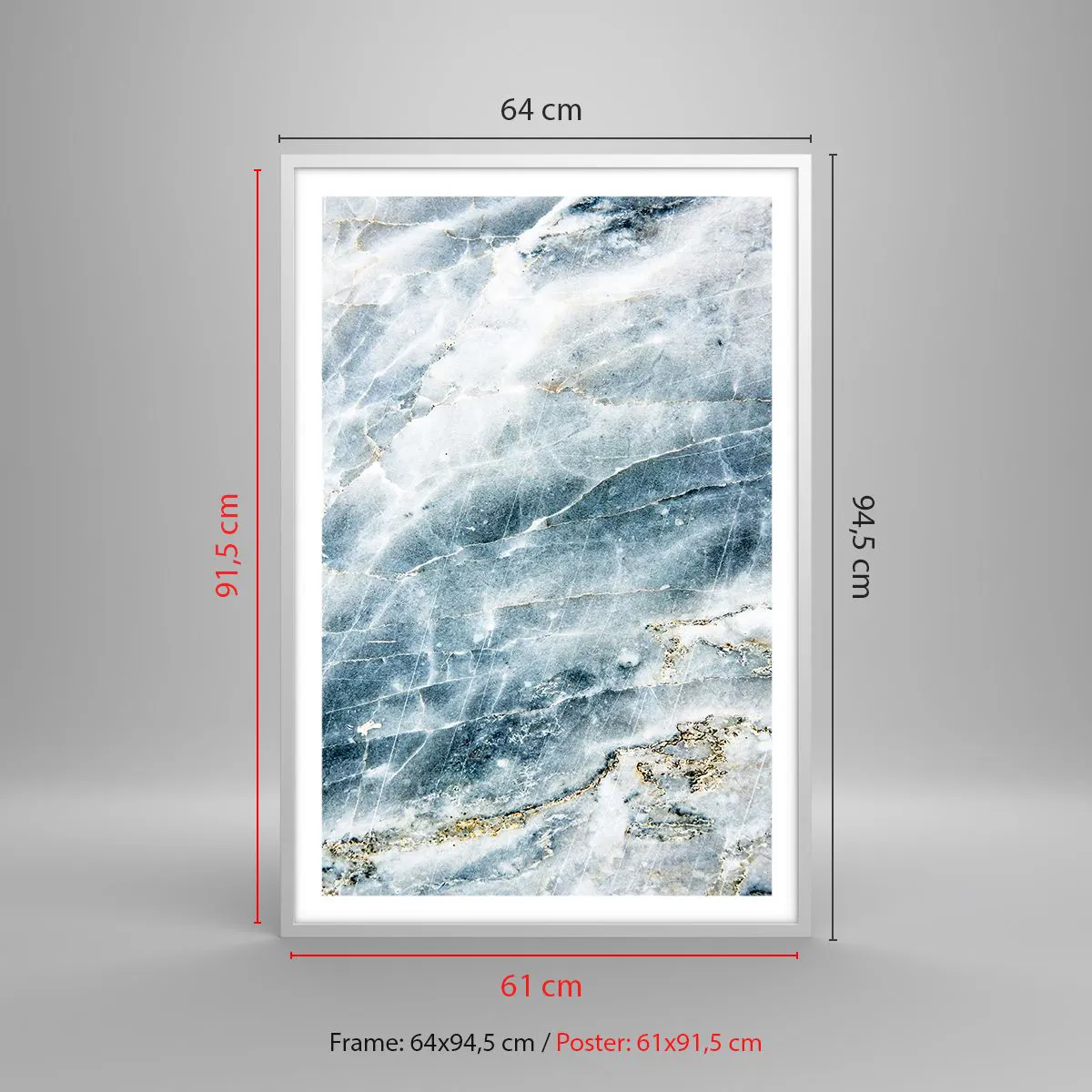 Poster in een witte lijst - Ijs wereld - 61x91 cm