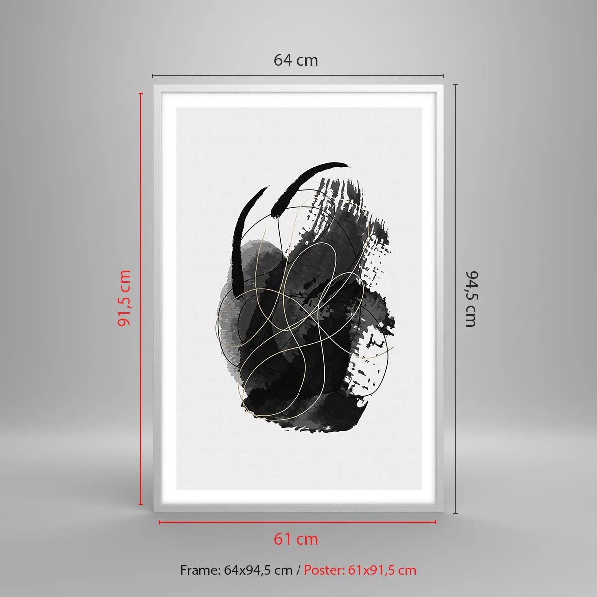 Affiche dans un cadre blanc - Poster - Fait de noir - 61x91 cm