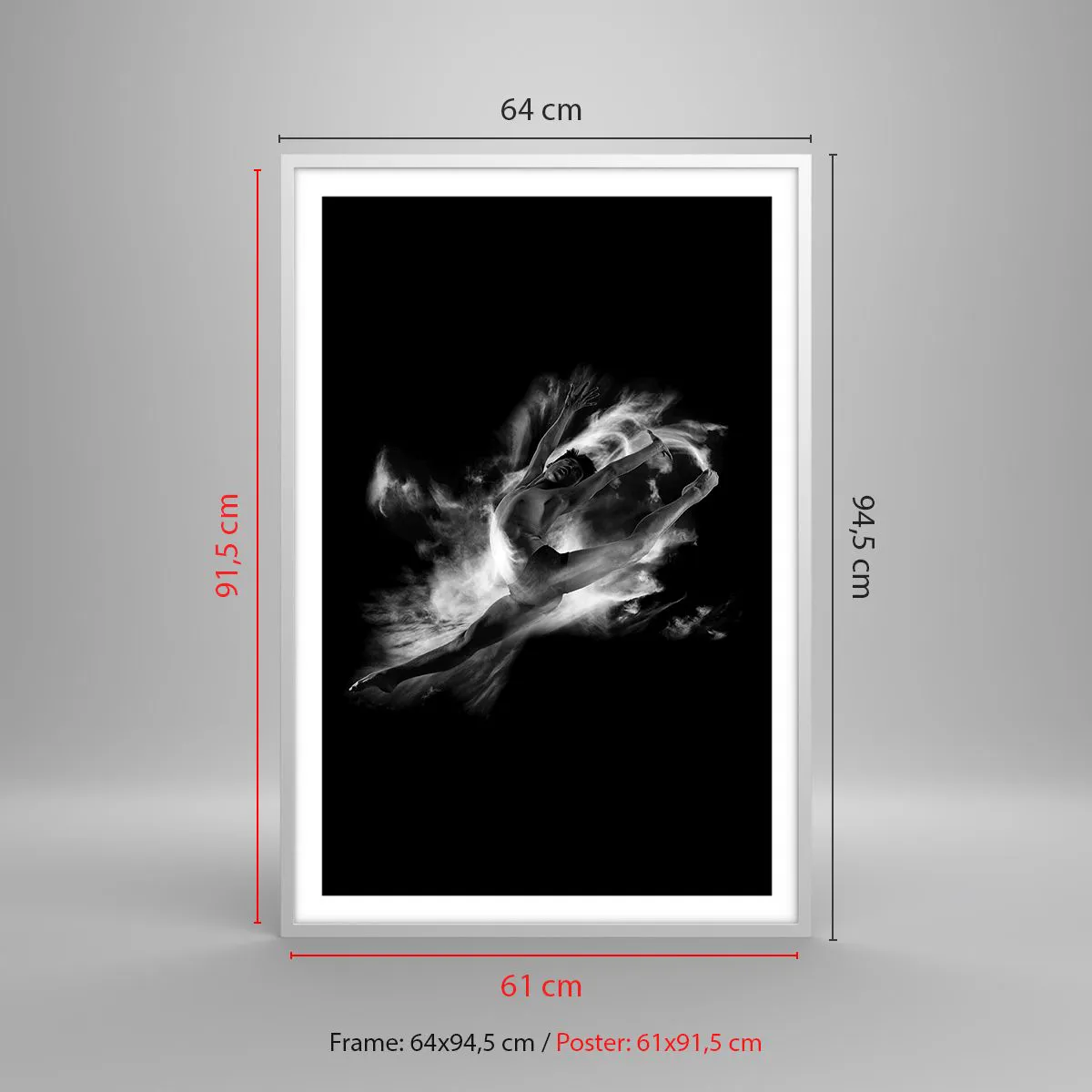 Poster in einem weißen Rahmen - Im Flug hängen geblieben - 61x91 cm