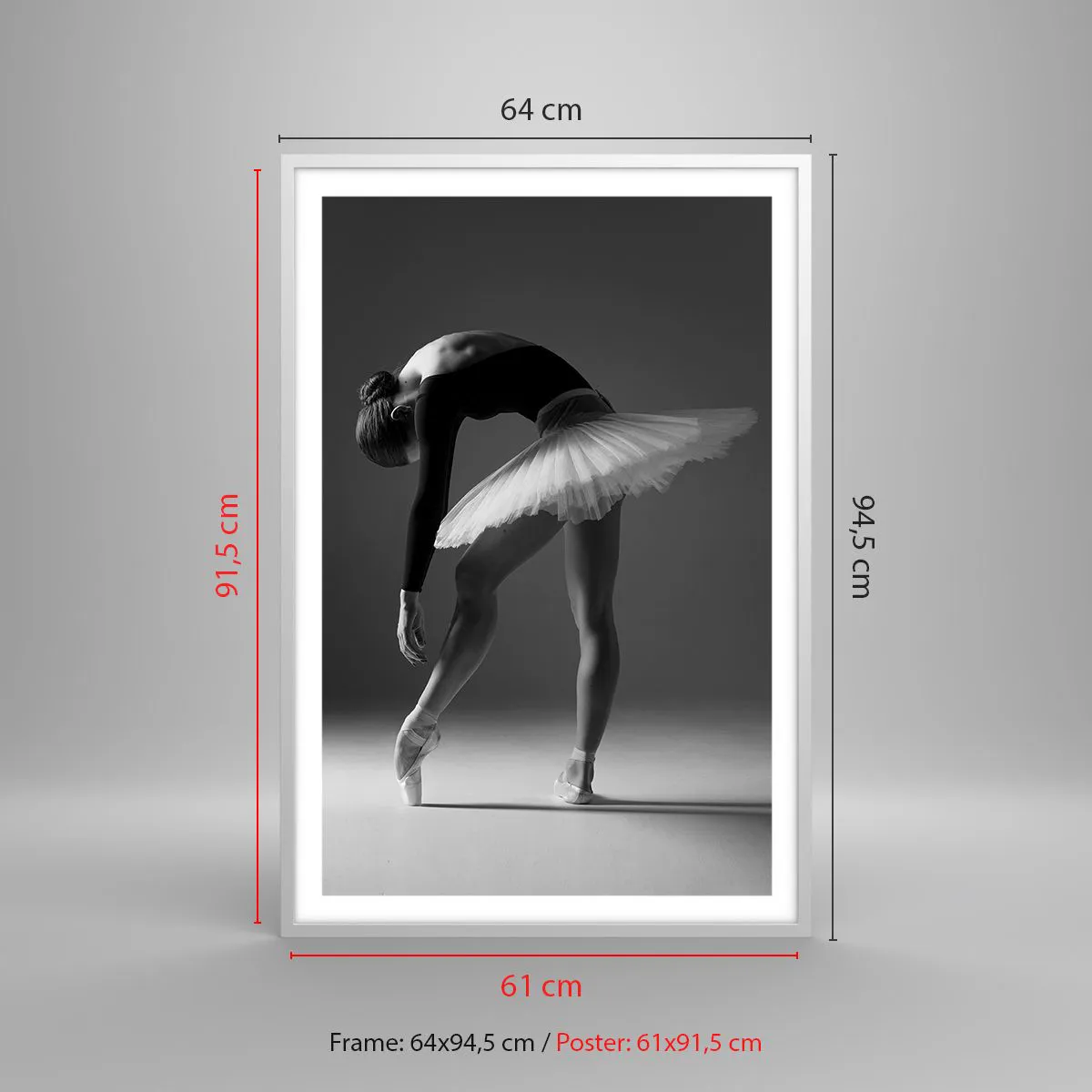 Poster in een witte lijst - Bella ballerina - 61x91 cm