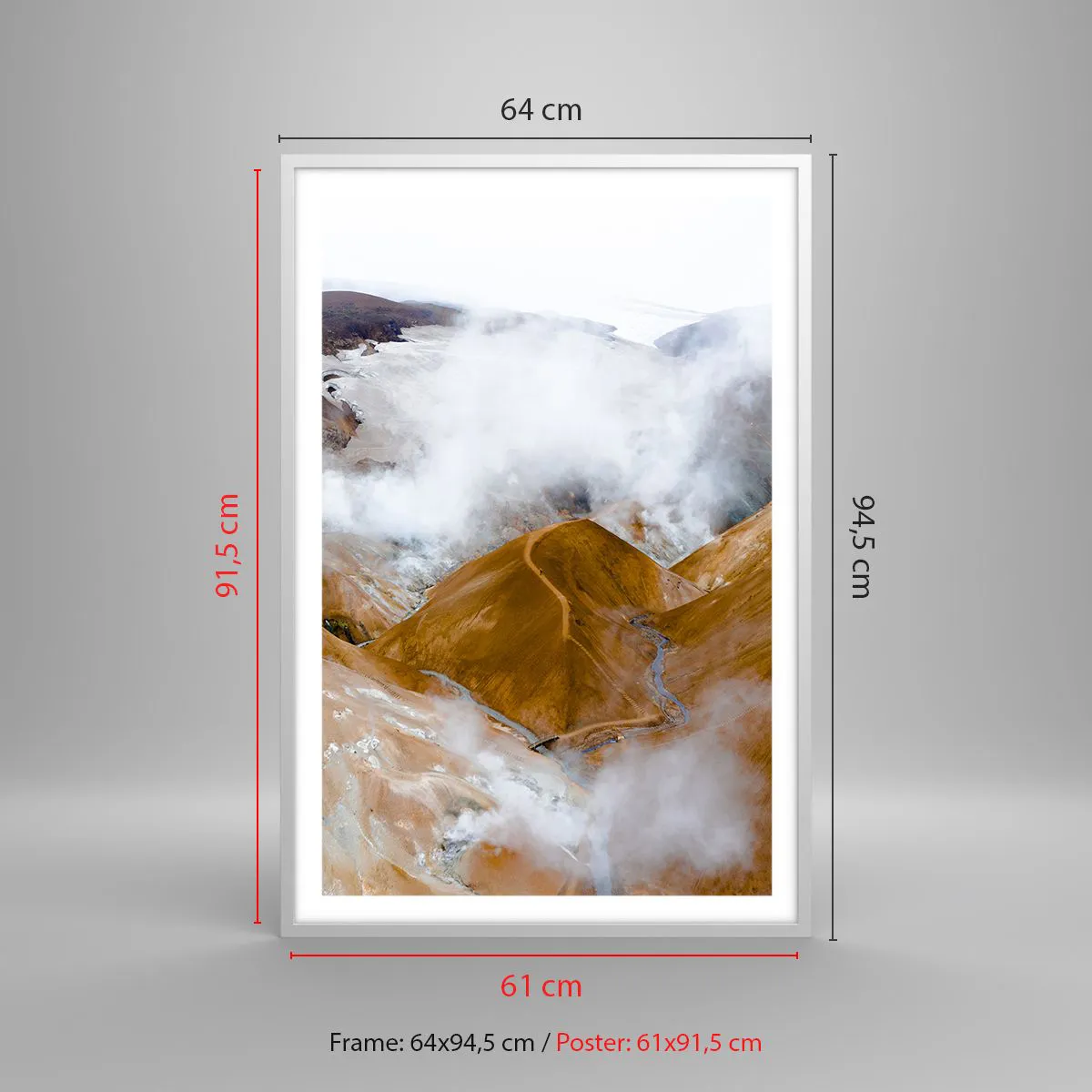 Plagát v bielom ráme - Drsná krása Islandu - 61x91 cm