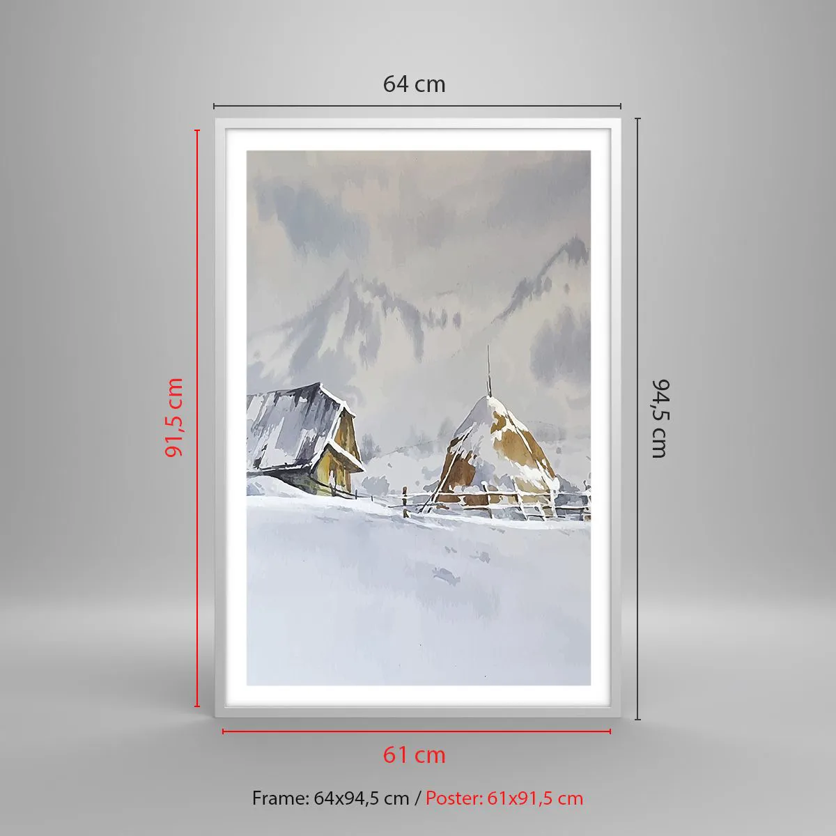 Poszter fekete keretben - Egy havas völgyben - 61x91 cm