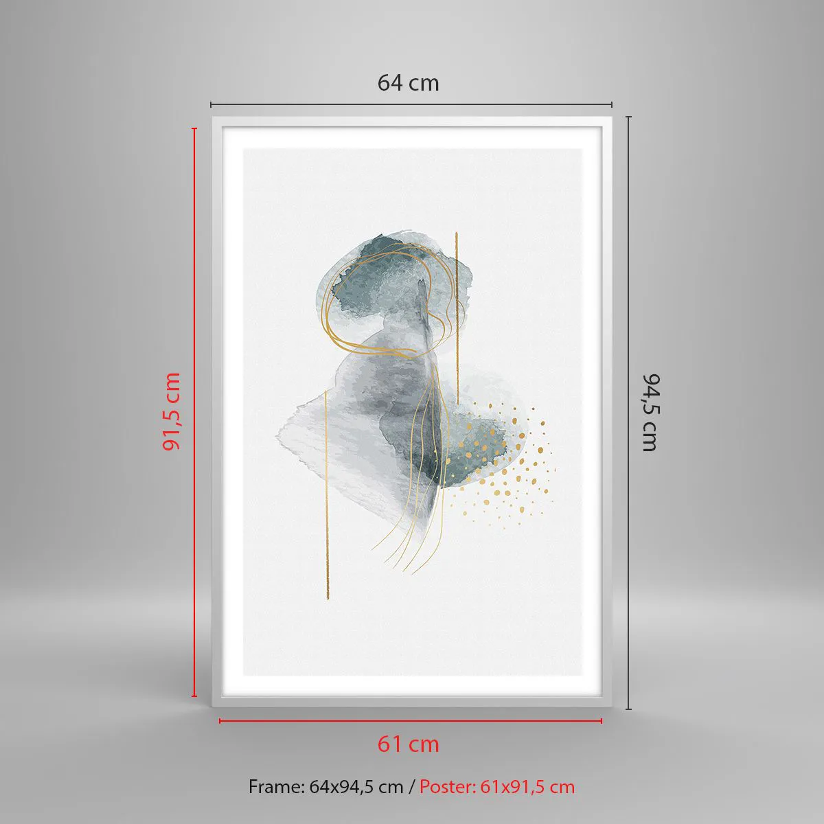 Affiche dans un cadre blanc - Poster - À propos de la relation entre le gris et l'or - 61x91 cm