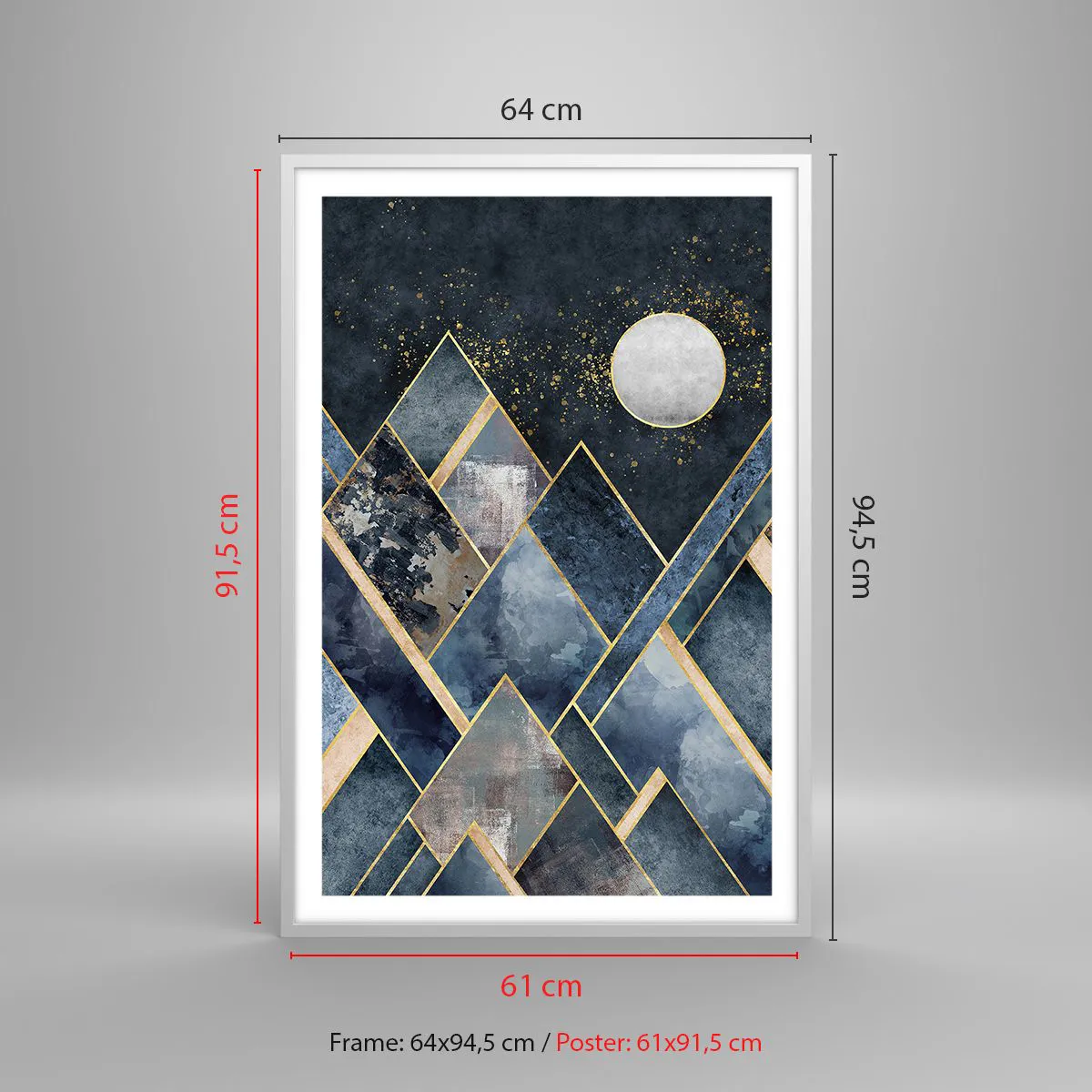 Plakát v bílém rámu - Geometrická krajina - 61x91 cm