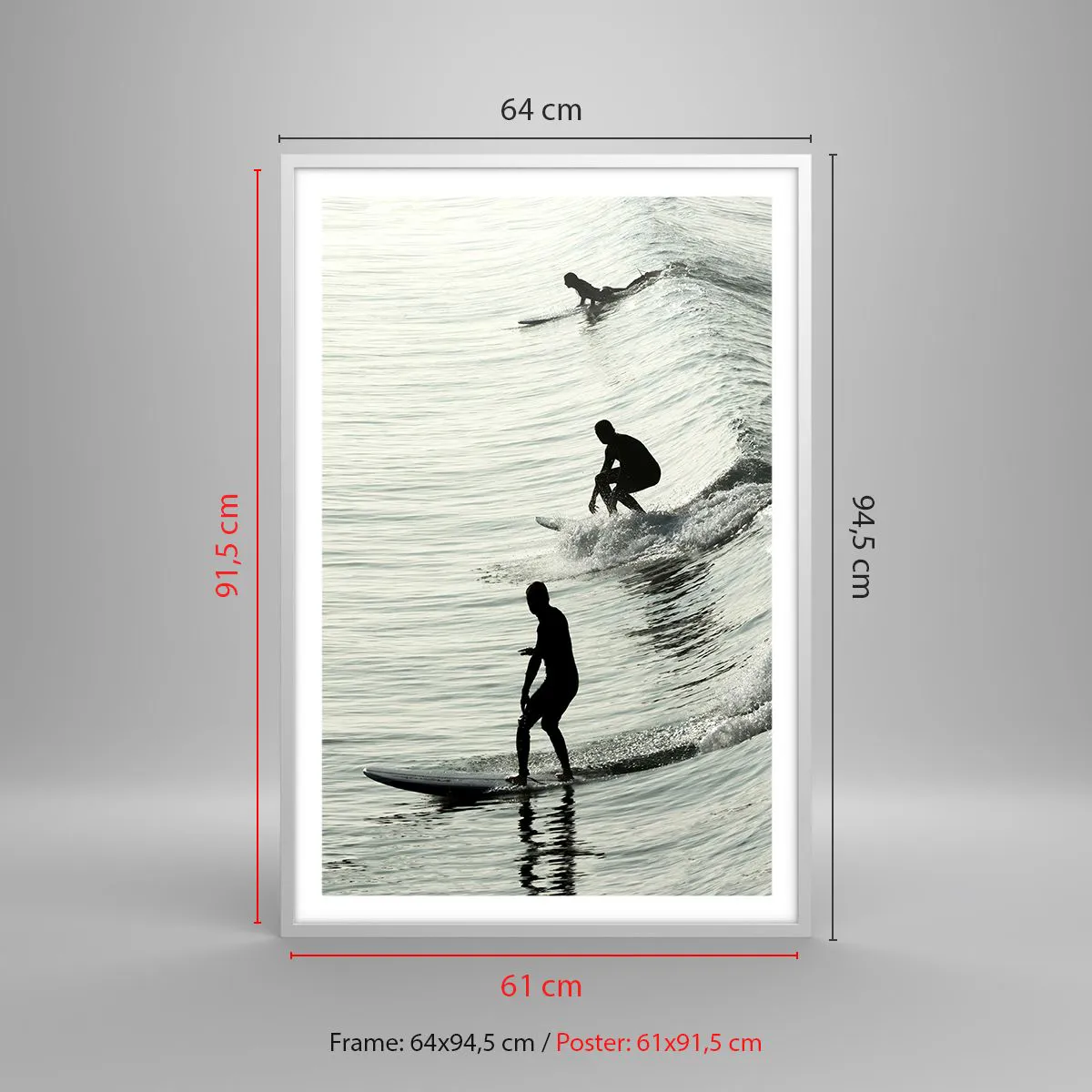 Poster in een witte lijst - Om de golf te ontmoeten - 61x91 cm