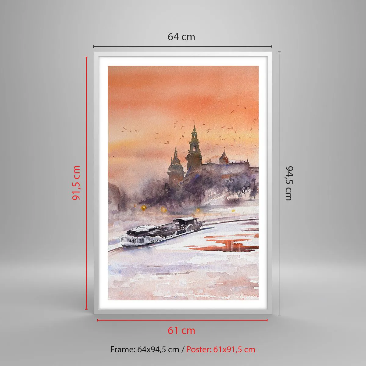 Plagát v bielom ráme - Kráľovský západ slnka - 61x91 cm