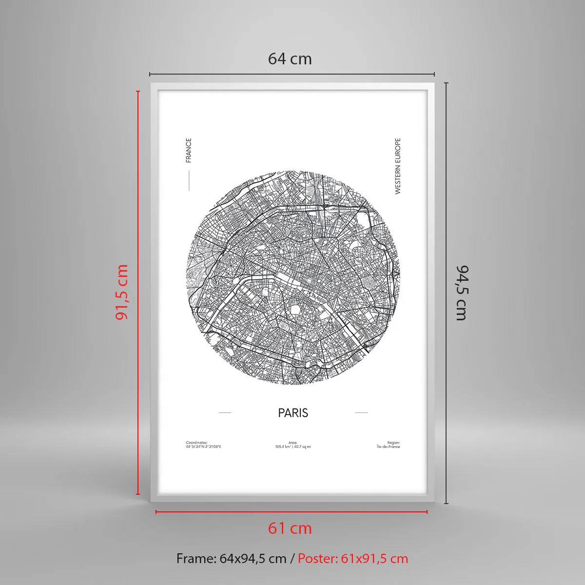 Plakát v bílém rámu - Anatomie Paříže - 61x91 cm