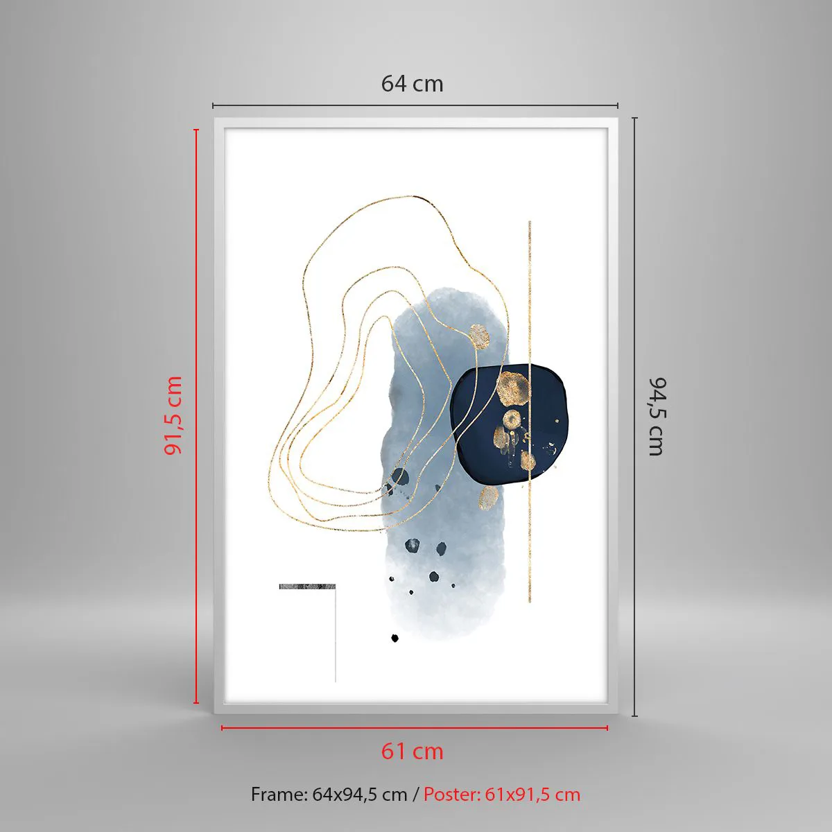 Poster în ramă albă - Fantezie albastru-auriu - 61x91 cm