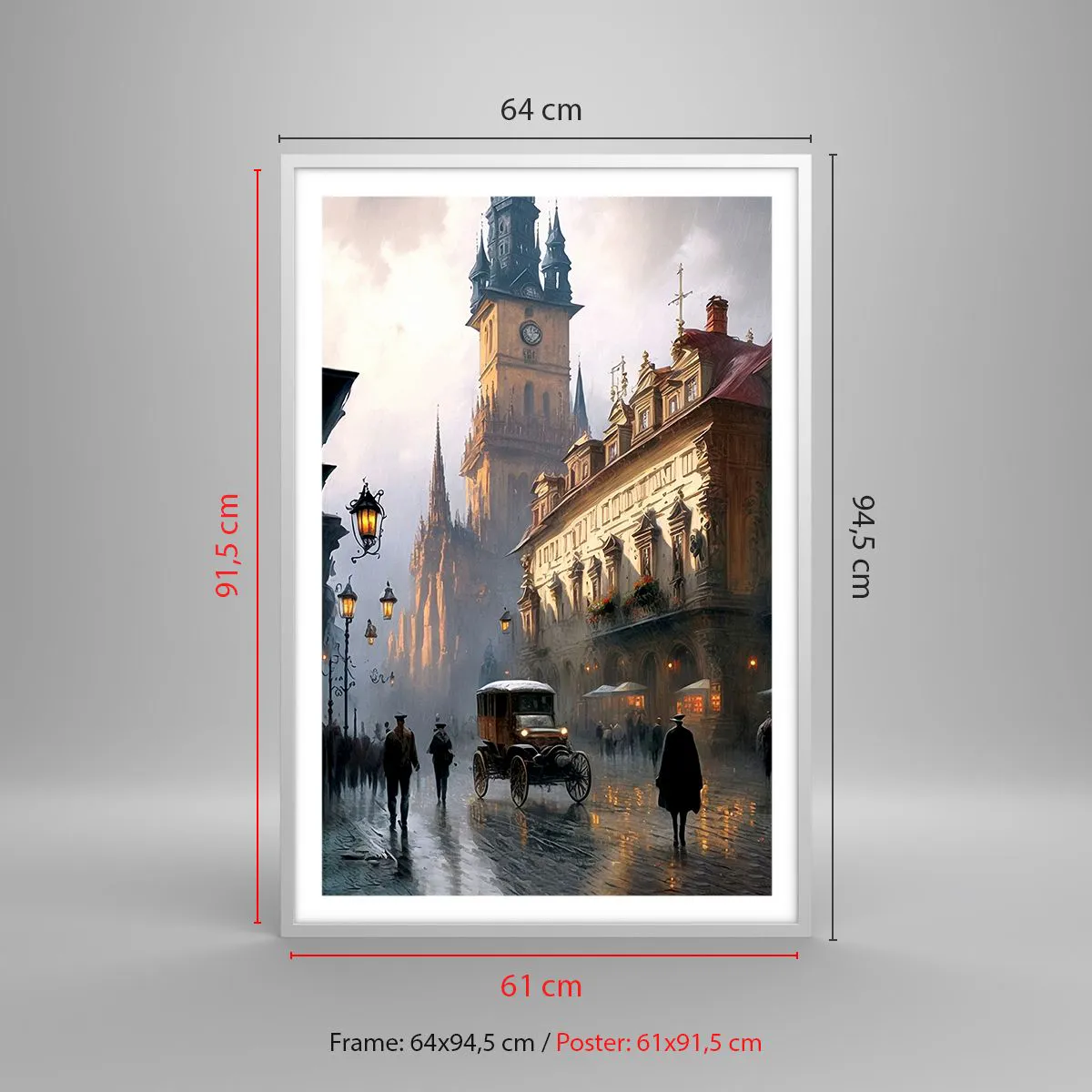 Plakat w białej ramie - Czar praskiego wieczoru - 61x91 cm