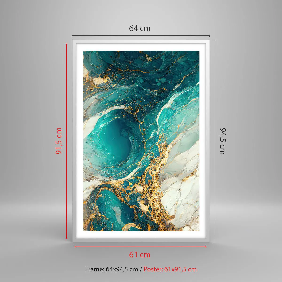 Poster in een witte lijst - Compositie met goudaders - 61x91 cm