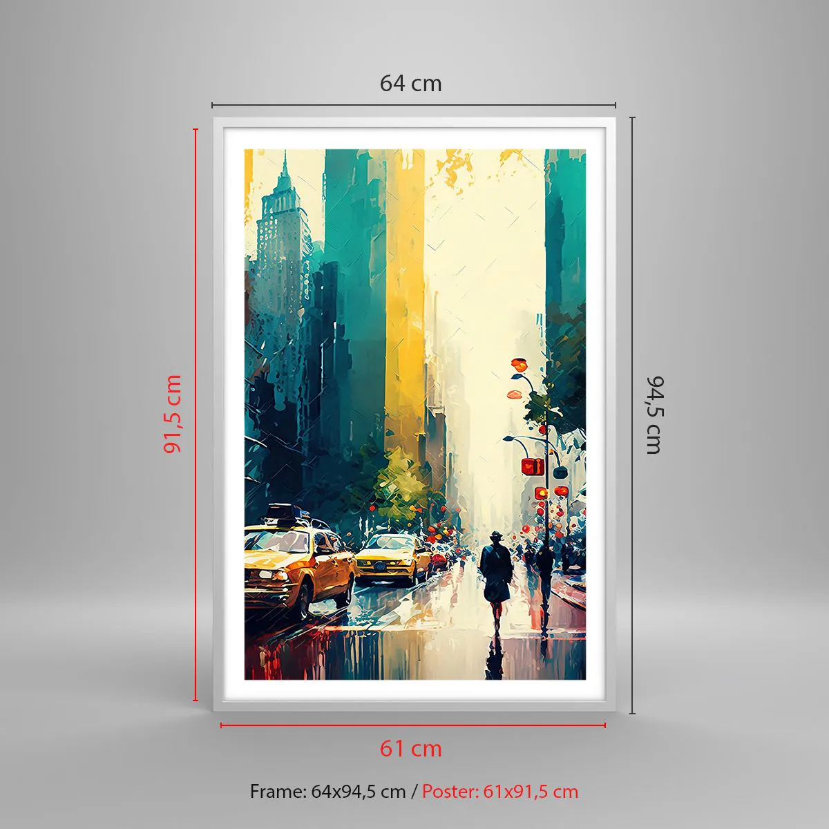 Poszter fekete keretben - New York - itt még az eső is színes. - 61x91 cm