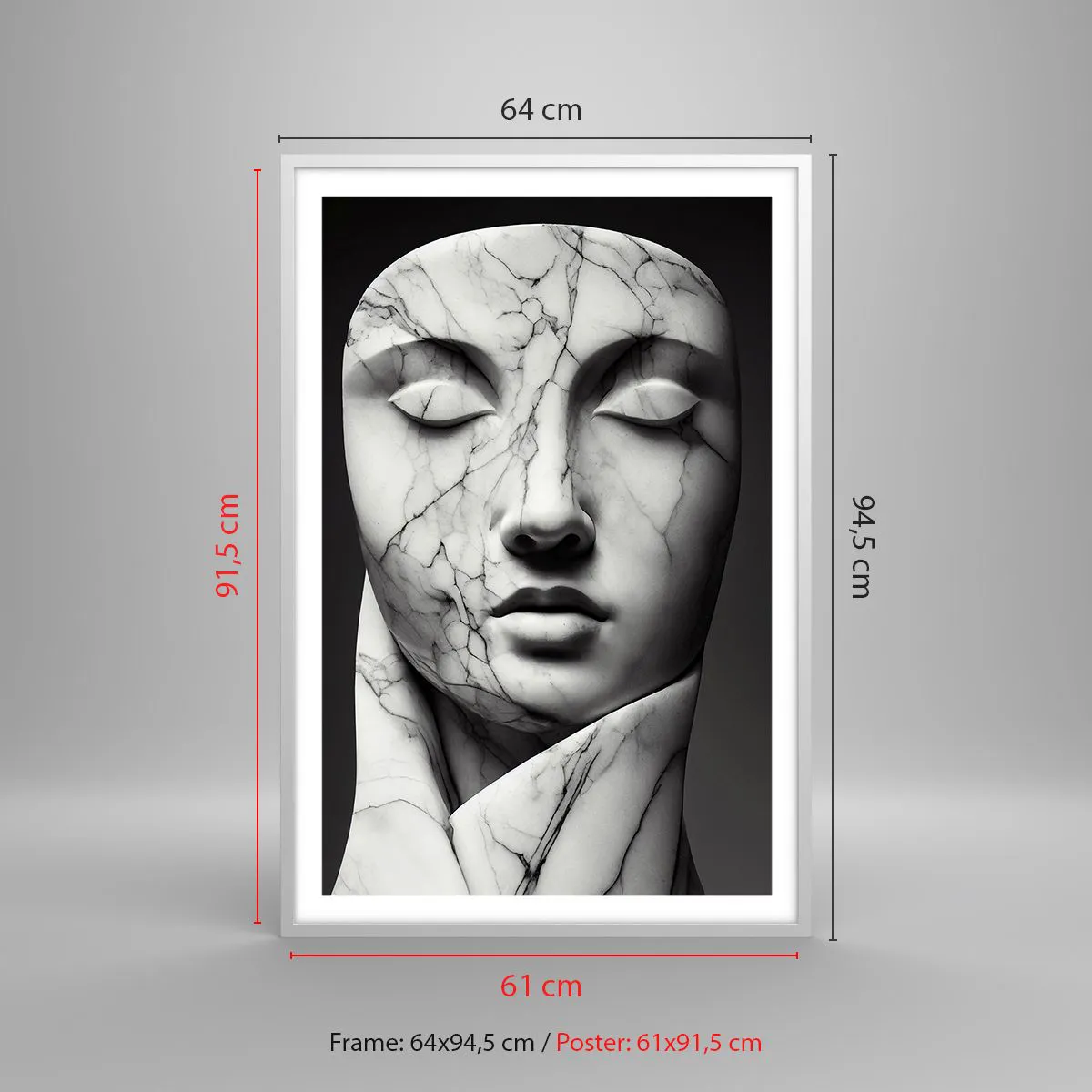 Poster in einem weißen Rahmen - Marmorformen - 61x91 cm