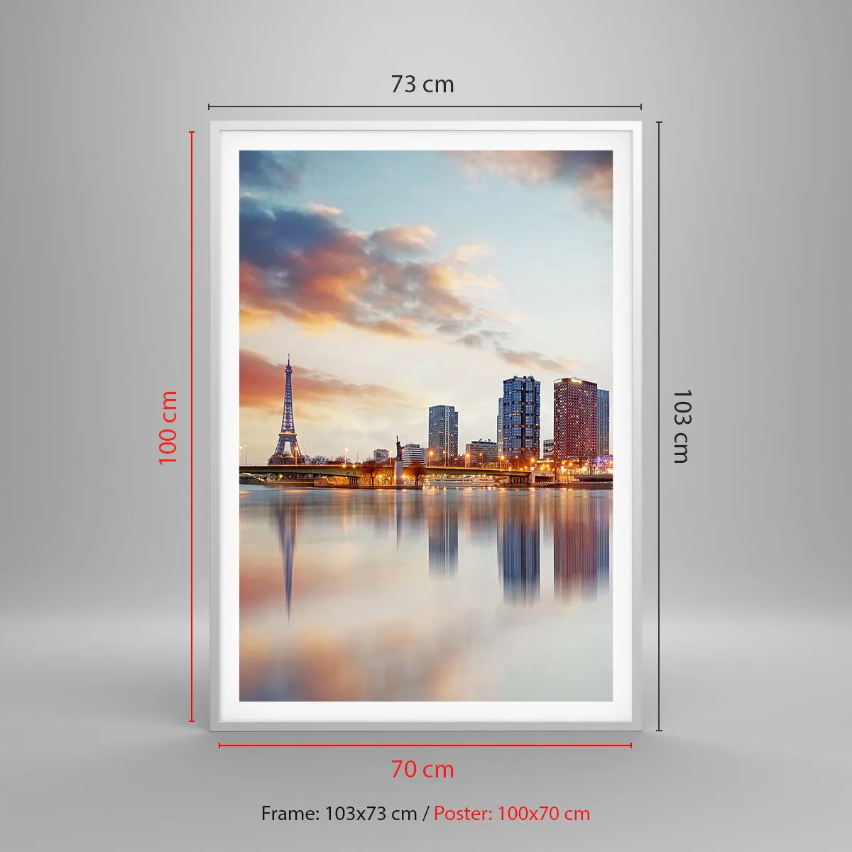 Poster in einem weißen Rahmen - Die monumentale Ruhe von Paris - 70x100 cm